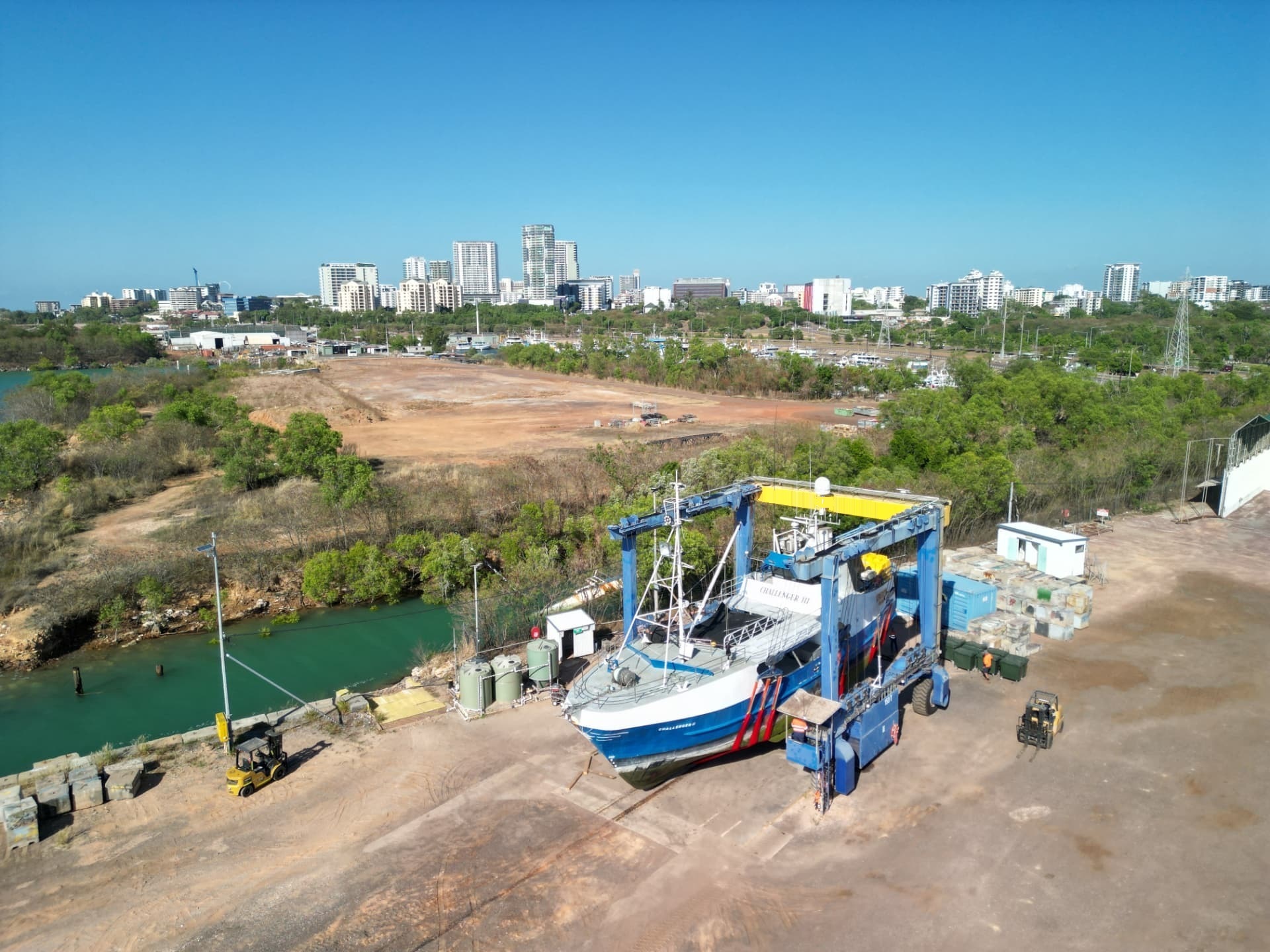 Hardstand working areas and lift dock at the Frances Bay marine facility in Darwin